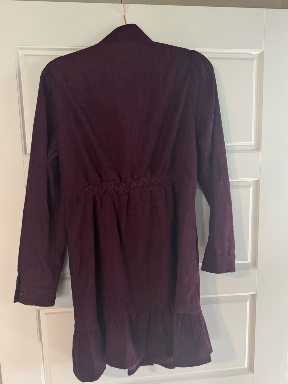 Avara Burgundy Corduroy Button-Front Long Sleeve Dress - Picture 4 of 6